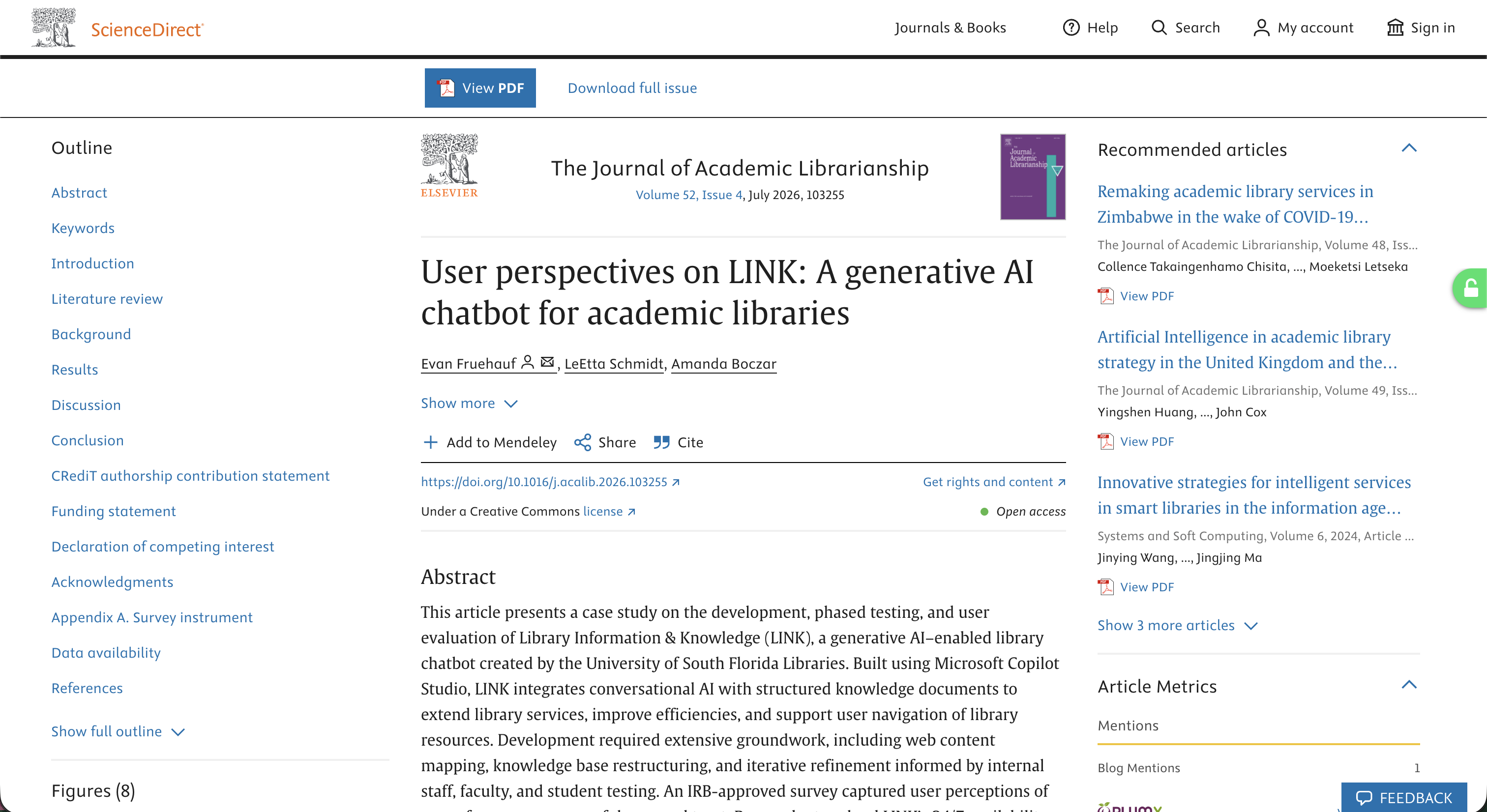 User Perspectives on LINK article screenshot